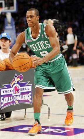 Boston Celtics' Rajon Rondo participates in the NBA All-Star Skills Challenge basketball competition in Orlando, Fla., Saturday, Feb. 25, 2012. (AP Photo/Lynne Sladky) (AP) / SA