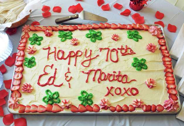 70th wedding anniversary cake for Mary and Edwin Lansing of Latham at 