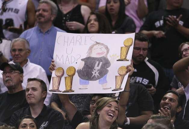 A fan holds up a sign during the first half of game two of the NBA Western Conference Finals in San Antonio, Texas on Tuesday, May 29, 2012. Edward A. Ornelas/Express-News (Edward A. Ornelas / San Antonio Express-News) / SA
