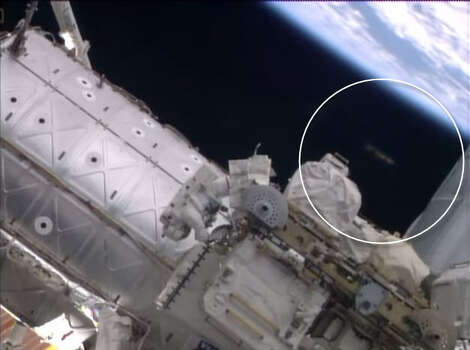 Was a UFO watching NASA astronauts?Something is there now ... but what? A video published on the NASA YouTube channel of a spacewalk outside the International Space Station appears to show a blurry object appear behind an astronaut where nothing before was present.
Nothing now ....Check out these other alien mysteries (some of them pretty laughable) caught by alien conspiracy theorists in recent NASA photos ...