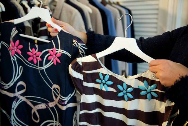 Jennifer Stocker, owner of Sail to Sable, shows off pieces from the fashion line at her home in Darien, Conn., on Wednesday, March 4, 2015. Photo: Lindsay Perry / Stamford Advocate