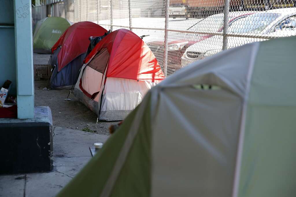 A small homeless encampment at Division and Bryant streets beneath the highway overpass in San Francisco, California, on Wednesday, Aug. 12, 2015. Photo: Connor Radnovich, The Chronicle