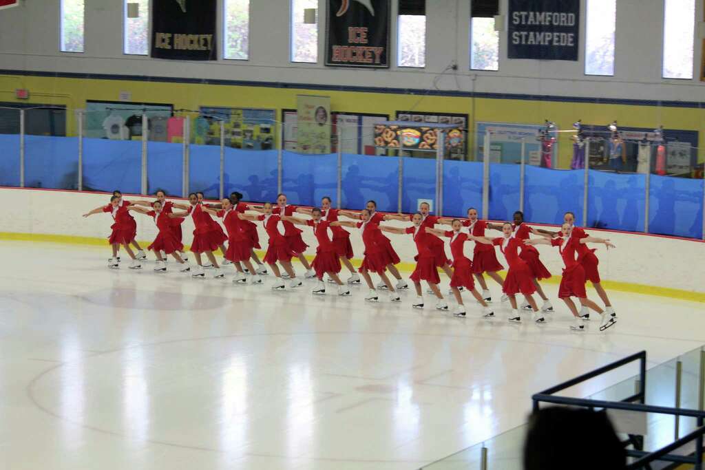 Skyliners' juvenile line skate at Terry Conners rink, both the Juvenile and Beginner lines won Gold. Photo: Contributed / Darien News