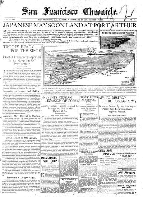 The Chronicle’s front page from Feb. 27, 1904, covers the Russo-Japanese War.