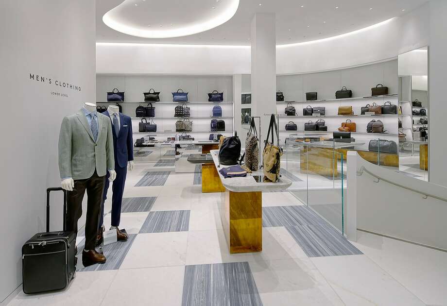 Barneys New York has opened a stand-alone men’s store in San Francisco adjacent its women’s store to better serve the growing men’s market. The first level’s floor-to-ceiling abba gray marble is the backdrop for leather bags, sunglasses and other accessories. Photo: Drew Altizer Photography