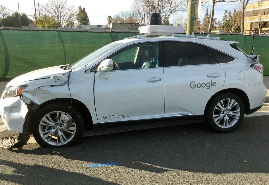 A self-driving Lexus SUV, operated by Alphabet, collided with a public bus in Mountain View. Photo: AP
