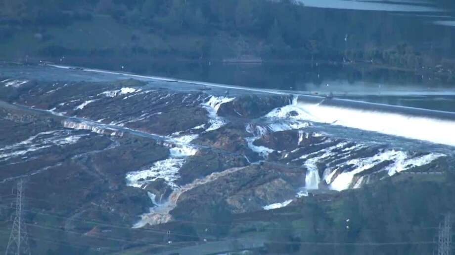 The emergency spillway at the Oroville Dam is seen on Sunday, Feb. 12, 2017. Photo: KCRA