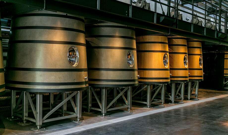 Concrete and oak fermentation tanks at Promontory Estate. Photo: John Storey, Special To The Chronicle