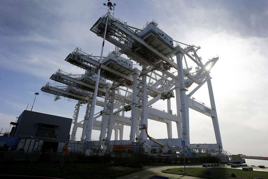 The giant cranes at the SSA Terminals at the Port of Oakland. Photo: Brant Ward, The Chronicle