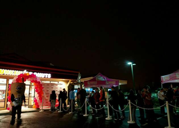 Massive line forms for opening of Dunkin Donuts in Half Moon Bay