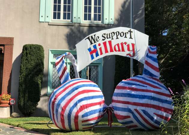 Vallejo couple parks gigantic bra in front yard to show support for Hillary Clinton
