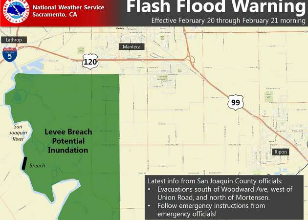 Levee breached, evacuations ordered in San Joaquin County