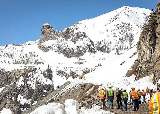 Caltrans workers clearing Tioga Pass encounter 50-foot-high snowdrifts