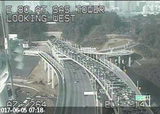 Overturned SUV causing traffic mess on westbound Bay Bridge